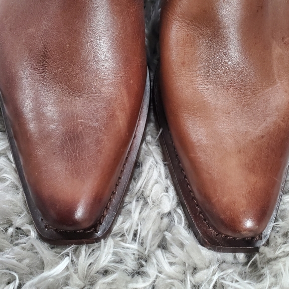 Lucchese Bootmaker Brown Cowhide Leather Kim Western Mule Size 6 - Picture 4 of 8